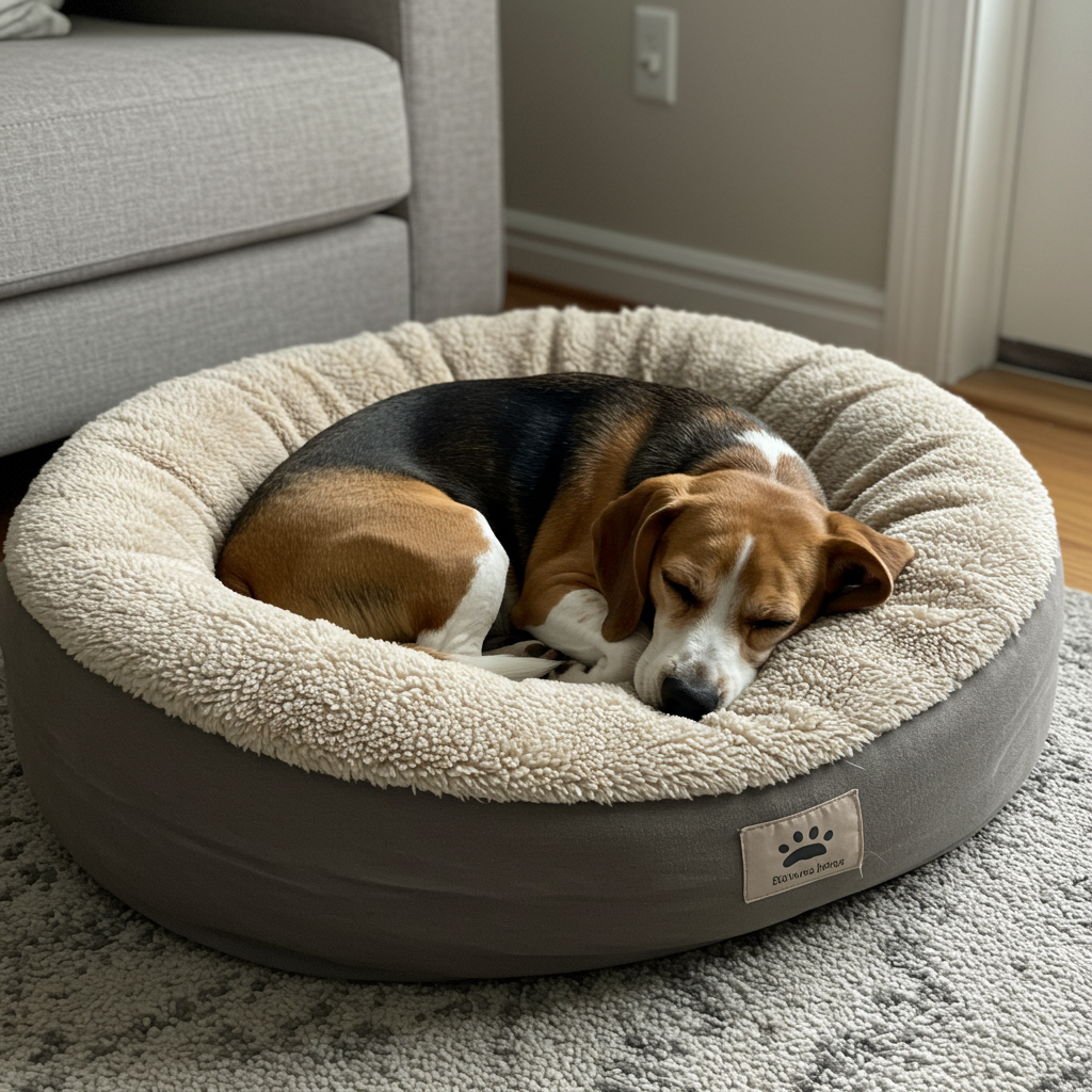 Dog Happy in Own Bed Dog Happy in Own Bed